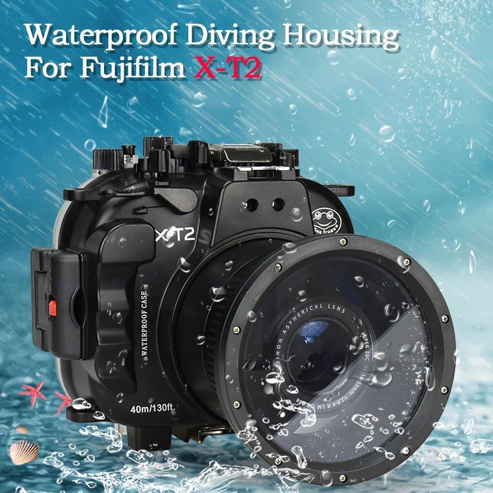 Seafrogs 40m/130ft XT2 Underwater Waterproof Diving Housing case for Fujifilm X-T2 18-55mm Lens Case Scuba Camera