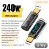 240W USB C Adapter Power Meter Tester Transparent with Wattage LED Digital Display for iPhone 17 18 Pro Max MacBook Pro