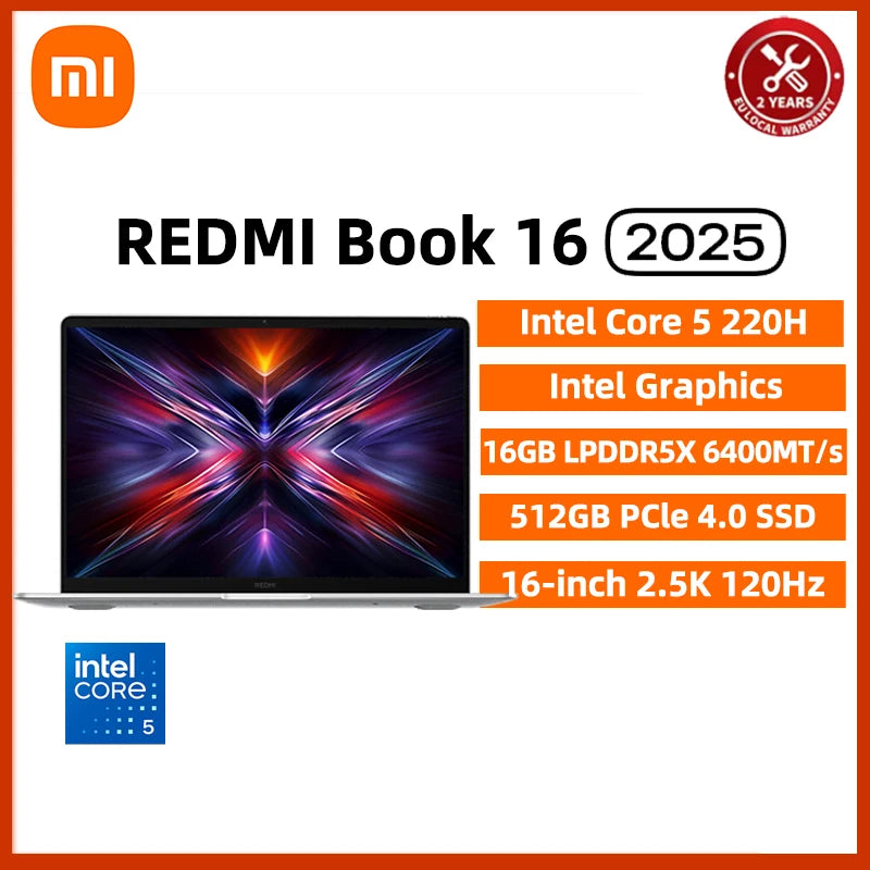 Xiaomi REDMI Book 16 Laptop Intel Core 5 220H/125H Intel Graphics 16G/32G RAM 1TB SSD 16-inch 2.5K Screen Notebook PC