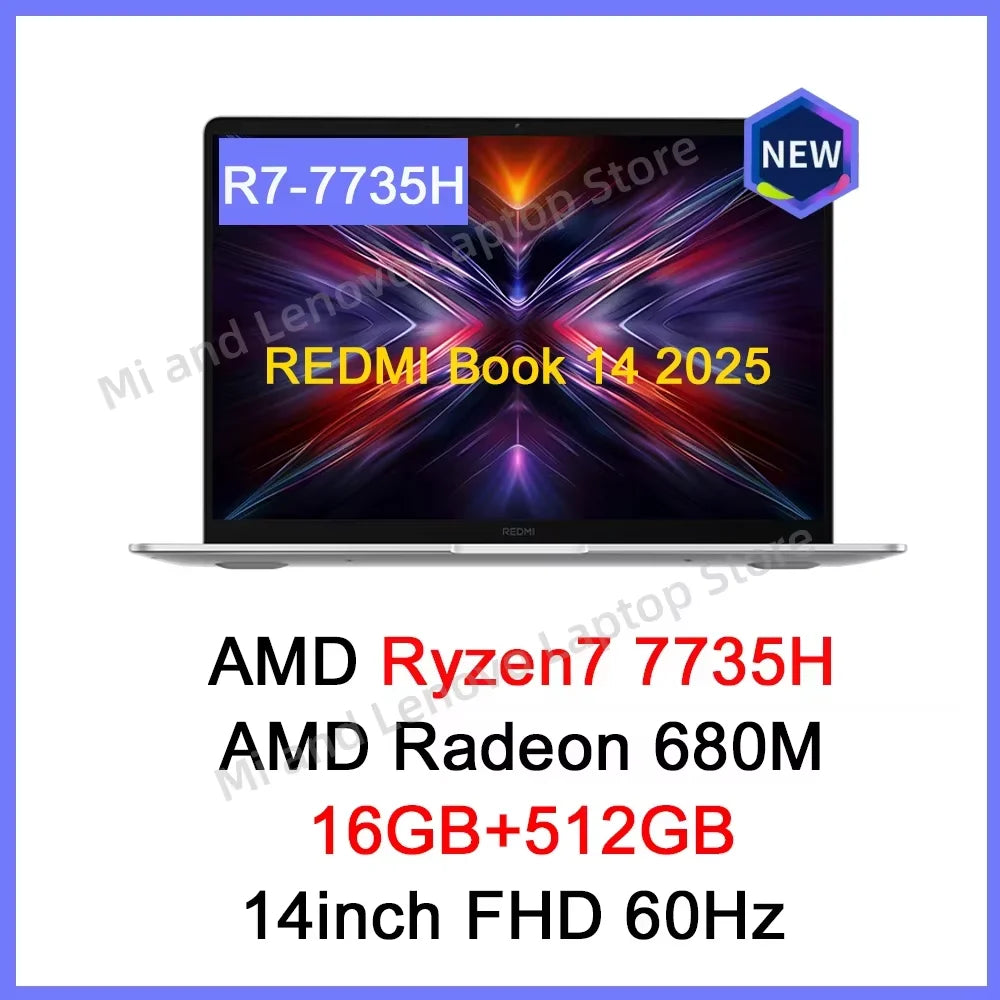REDMI Book 14 2025 NEW R5-7535H Radeon 660M/R7-7735H Radeon 680M 16GB+512GB 14inch FHD 60Hz Screen