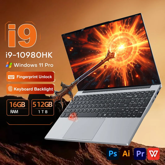 i9 Notebook Windows 11 15.6 inch Laptop Fingerprint UnIock Intel Core i9 10980HK 16GB RAM 1TB 2TB SSD Office Gaming Laptop