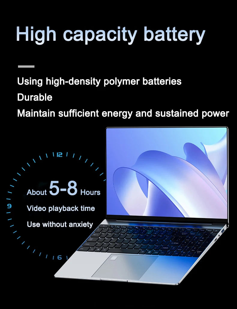 Original 15.6" Laptop N95 FHD IPS Display 120 Hz ultra-clear screen 7500mAh 32GB/2TB SSD Backlit Keyboard Fingerprint Unlock