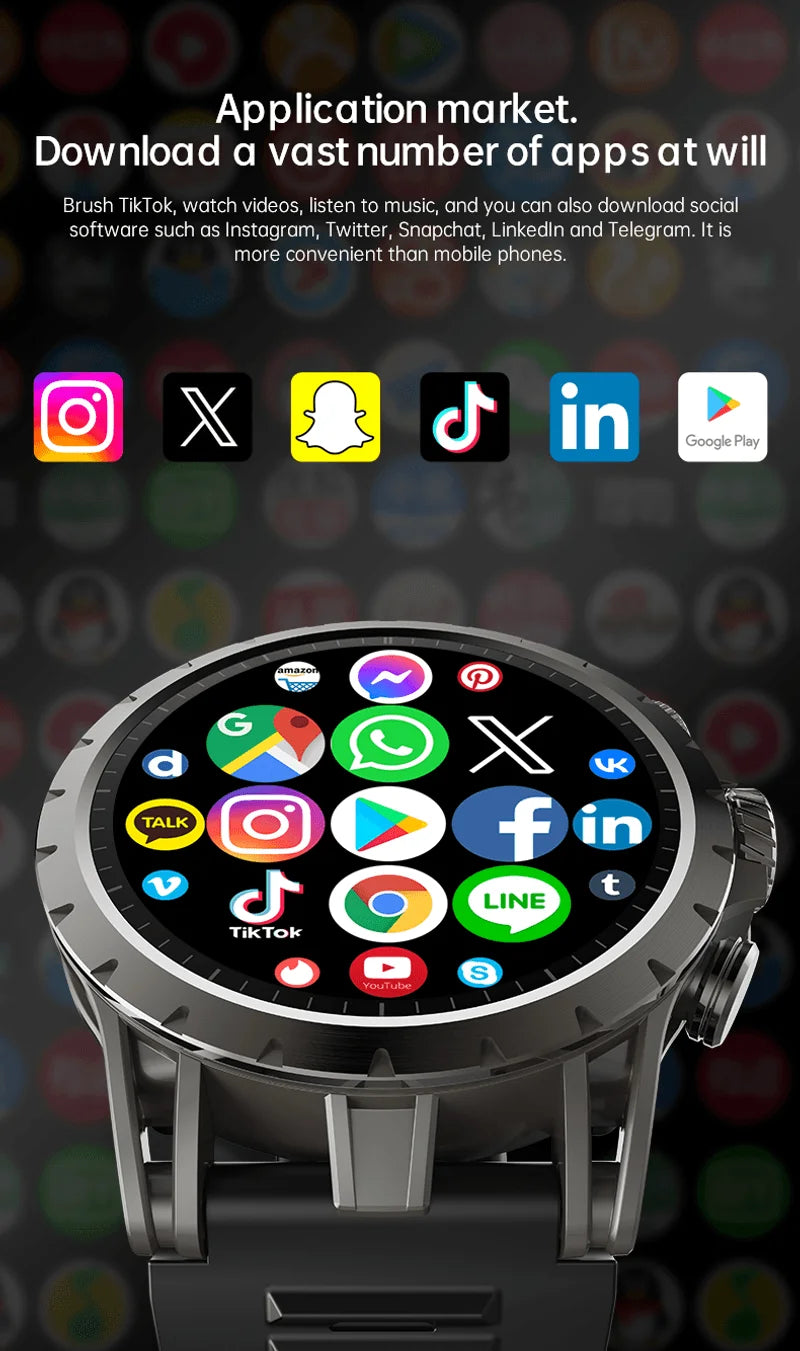 VALDUS 2026 ODM/OEM Custom Logo AMOLED Round Screen 4G Android Low MOQ Smartwatch WiFi GPS 200W Single Camera VG54 Smart Watch