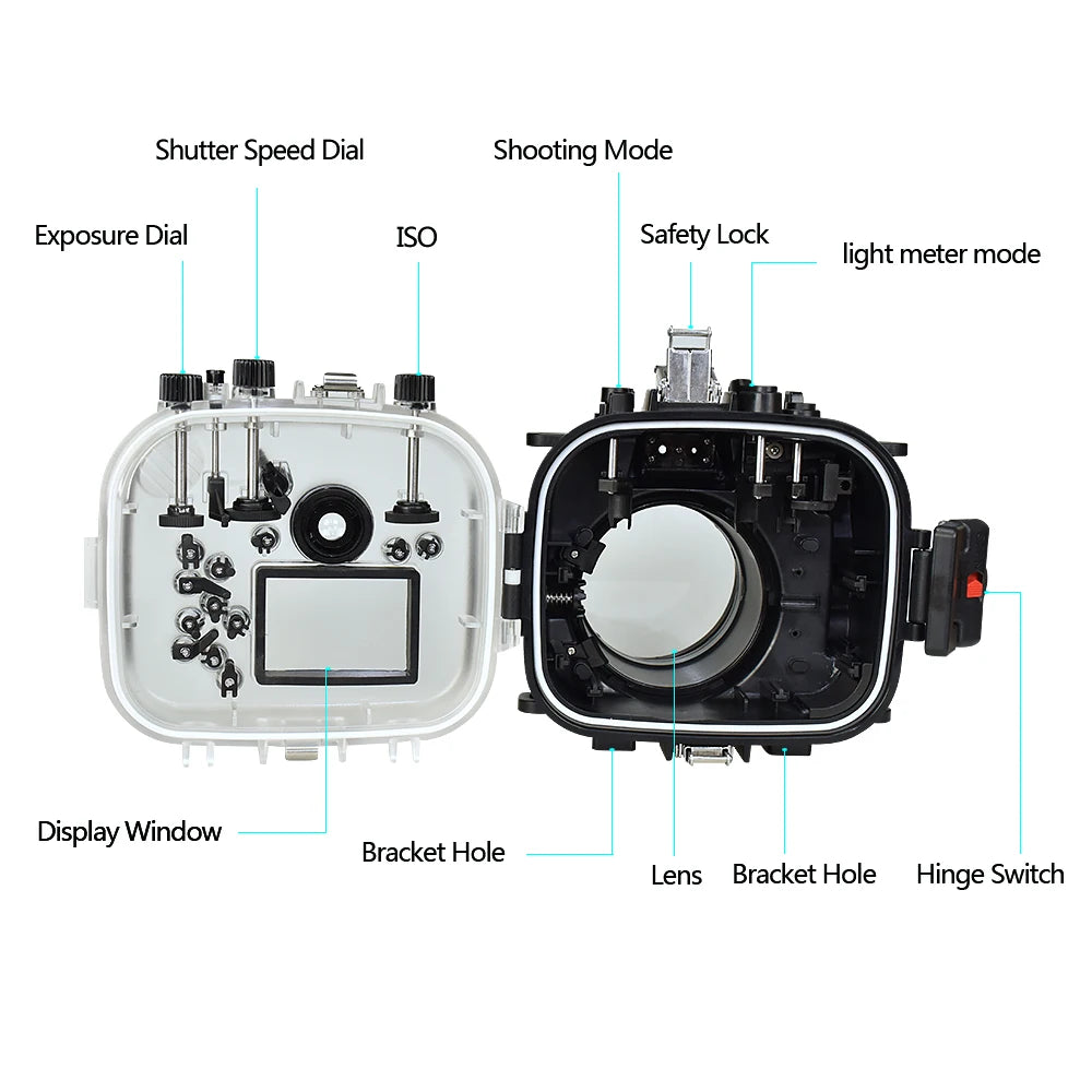 Seafrogs 40m/130ft XT2 Underwater Waterproof Diving Housing case for Fujifilm X-T2 18-55mm Lens Case Scuba Camera