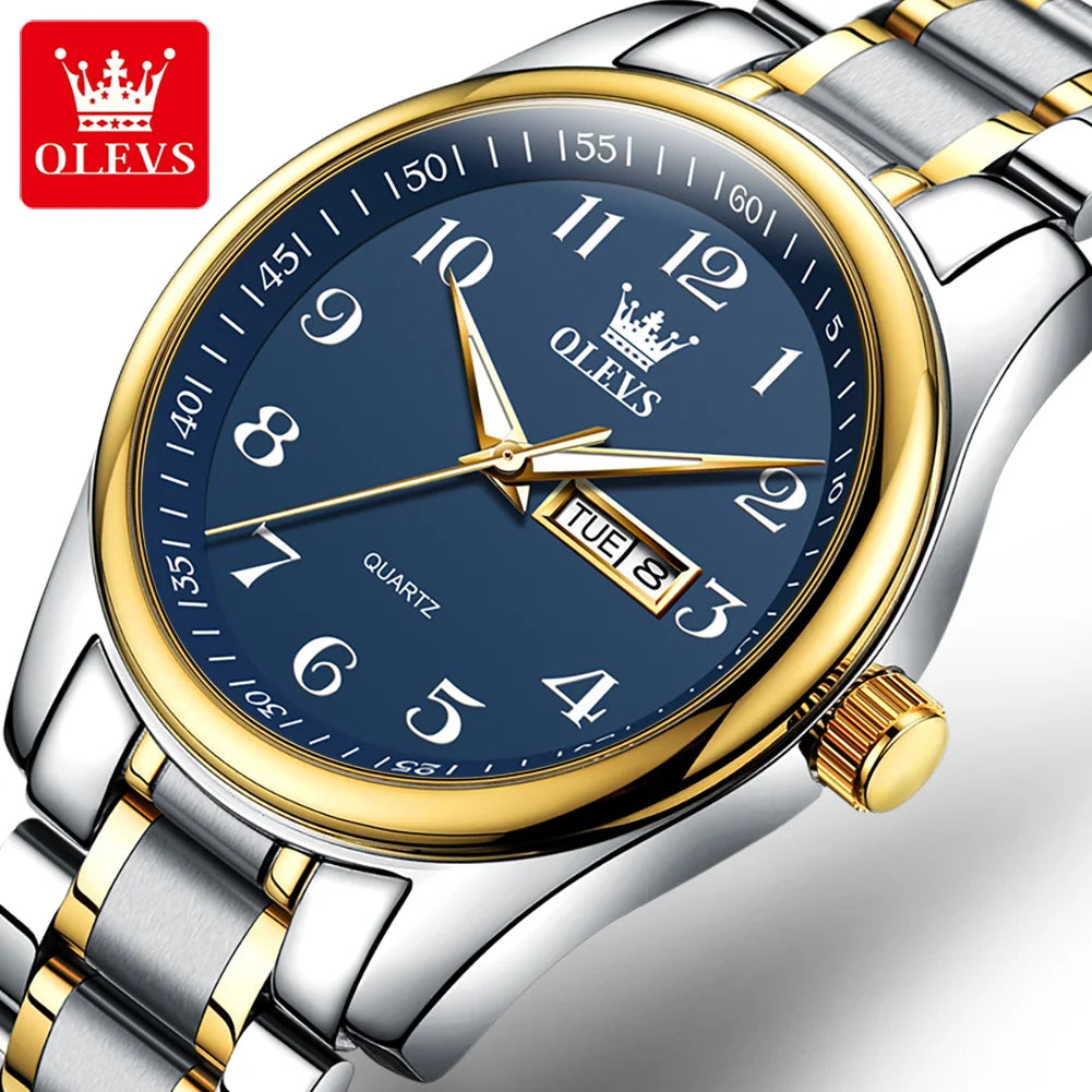OLEVS Brand Classic Men's Quartz Watch Stainless Steel Strap Fashion Casual Women's SmartWatch Gift Date Clock 5567