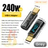 240W USB C Adapter Power Meter Tester Transparent with Wattage LED Digital Display for iPhone 17 18 Pro Max MacBook Pro