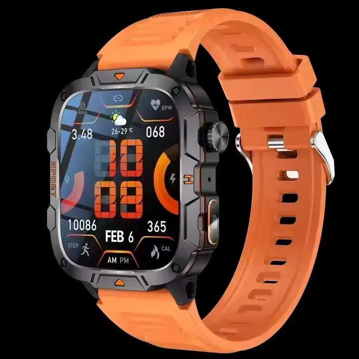 New QX12 Outdoor Sport Smart Watch with LED Flashlight 1.96" SOS Call 420mAh 100+ Sport Modes BO BP Sleep Tracker Smartwatch