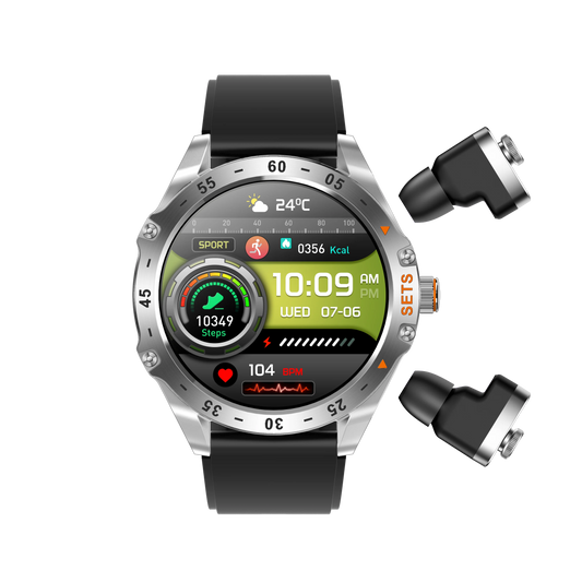 Round 2IN1 TWS Smart Watch T95 1.52 IPS Outdoor Watch Call Music Play Headset Sport Watch With Earphone High  Smartwatch