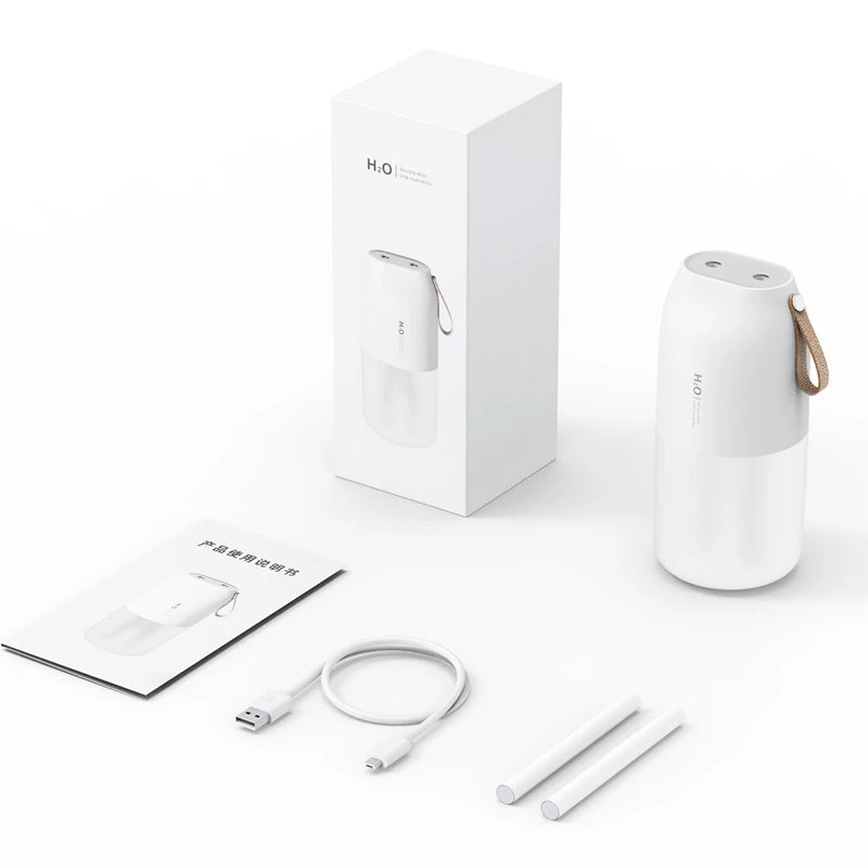 300ml Dual Sprayer Air Humidifier 2000mAh USB Rechargeable Battery Wireless Aroma Mist Maker Fogger Diffuser Light Umidificador