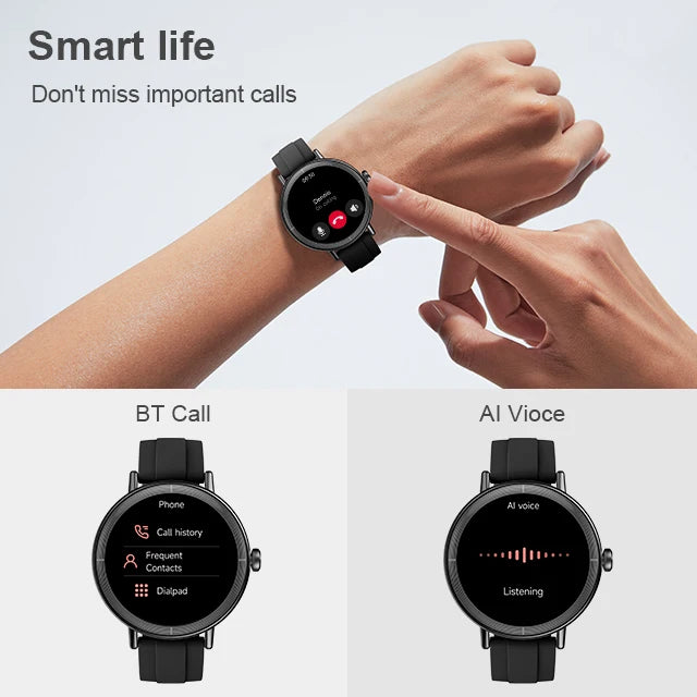 Women's 1.27 Inch TFT Screen Smartwatch IP68 Waterproof Design Heart Rate Stress Support Fitness Tracker IOS Compatible Silicone