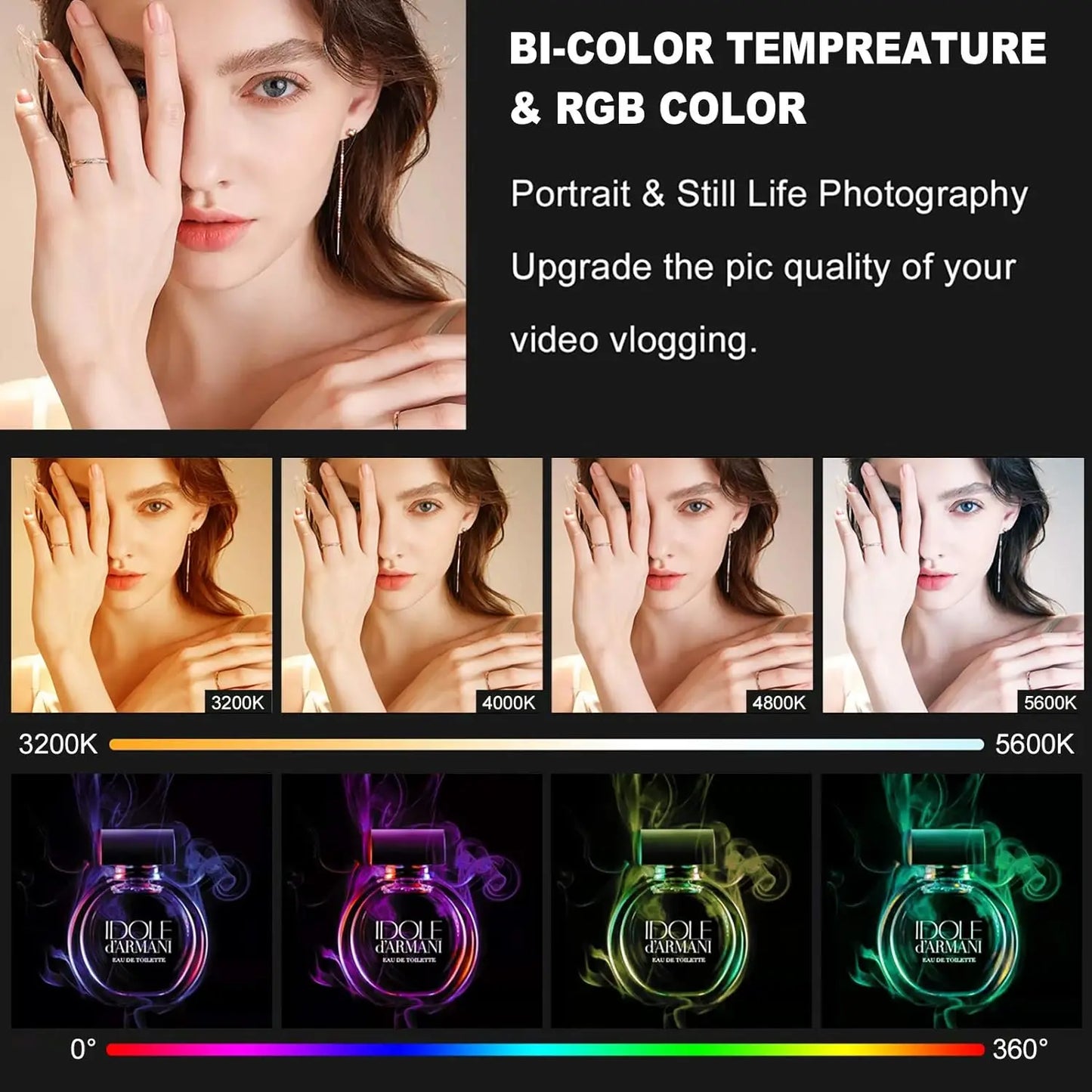 GVM 800D 2 Pieces High Quality 3200K-5600K Dimmable Studio Professional Led Photography Panel Light for Vlog Living Room Stream
