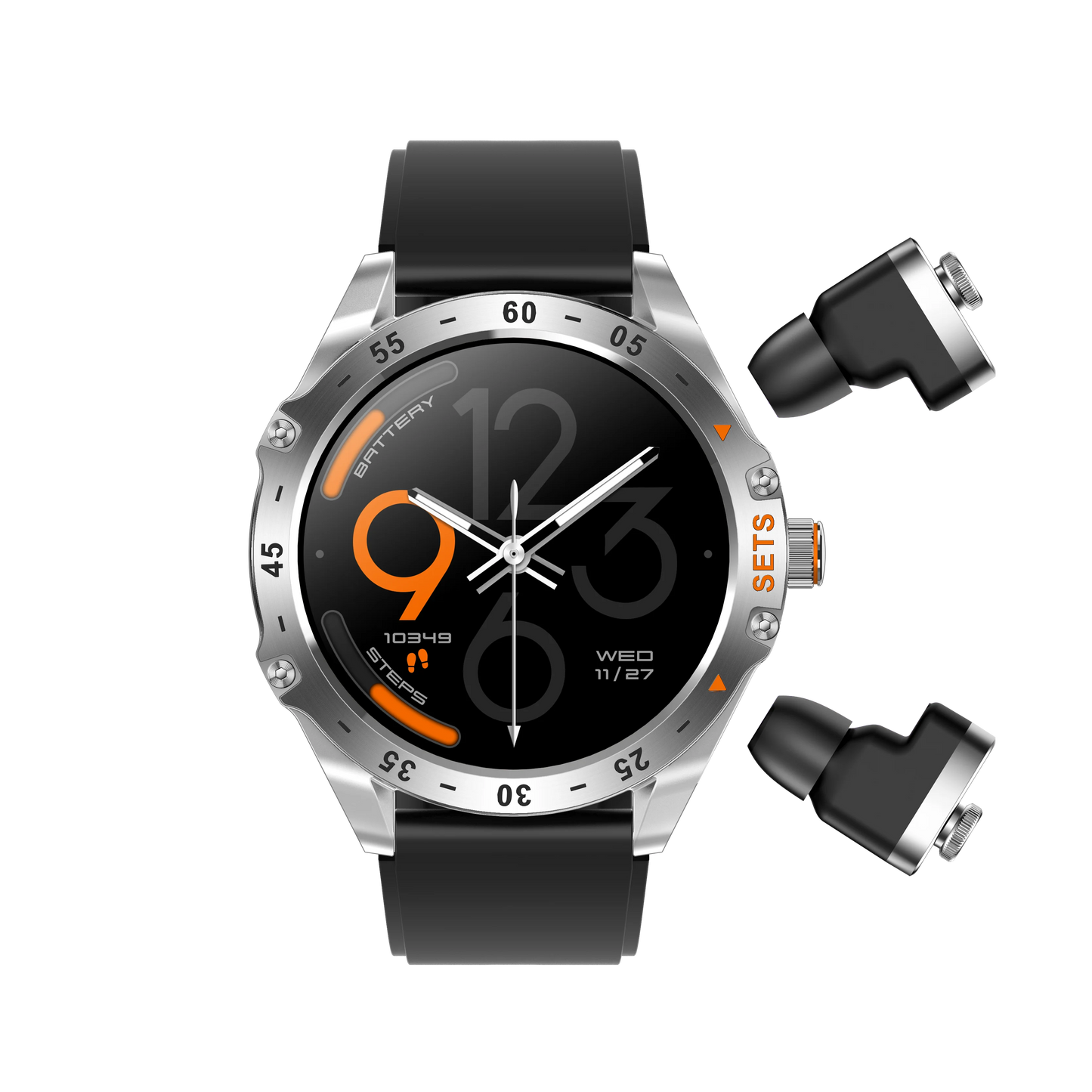 Round 2IN1 TWS Smart Watch T95 1.52 IPS Outdoor Watch Call Music Play Headset Sport Watch With Earphone High  Smartwatch