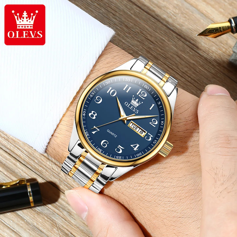 OLEVS Brand Classic Men's Quartz Watch Stainless Steel Strap Fashion Casual Women's SmartWatch Gift Date Clock 5567
