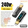 240W USB C Adapter Power Meter Tester Transparent with Wattage LED Digital Display for iPhone 17 18 Pro Max MacBook Pro