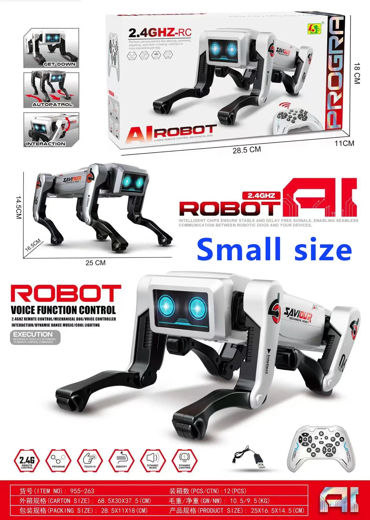 AI Intelligent Smart Robot Dog Toy Voice Command & Mobile Phone Remote Control with Language Interaction Programming