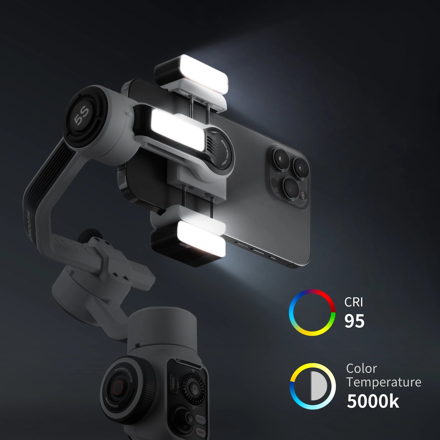 ZHIYUN Smooth 5S YouTube TikTok Vlog Handheld Stabilizer 3-Axis Outdoor Smartphone Gimbals for iPhone 15 Pro Max Xiaomi HUAWEI