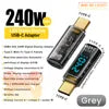 240W USB C Adapter Power Meter Tester Transparent with Wattage LED Digital Display for iPhone 17 18 Pro Max MacBook Pro