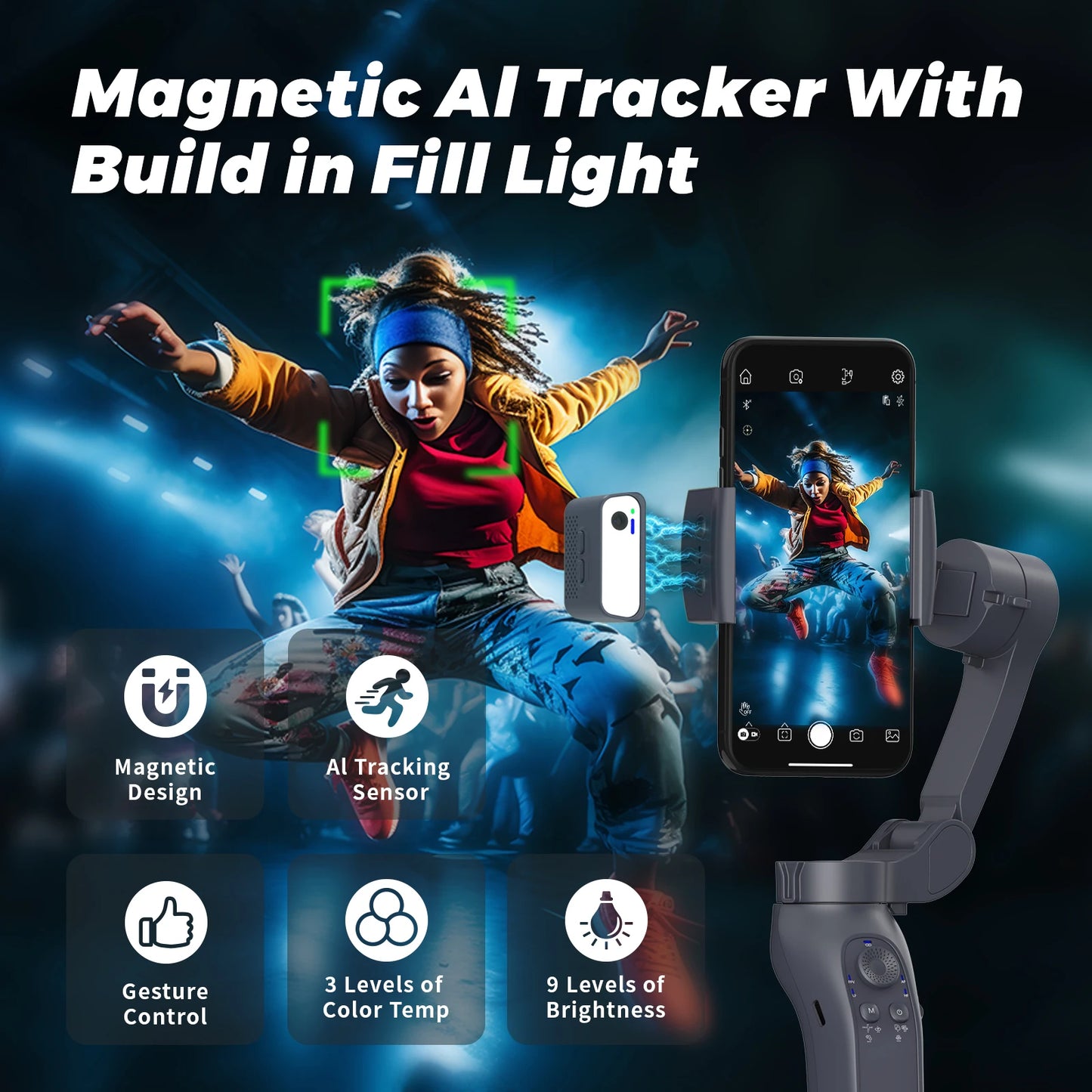 L7Bpro Plus Original 360 Auto Face Tracking Gimbal Stabilizer Portable 3- Foldable Handheld with Roll Brushless Motor  Tripd