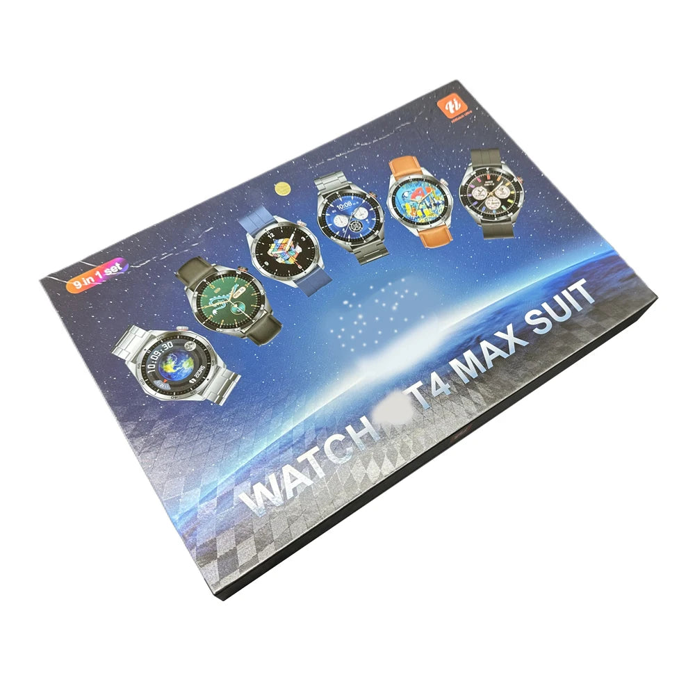 2026 New Arrivals Watch4 Max Suit 9 in 1 Set Smart Watch 7+4 Watch 4 Pro Suit Smartwatch