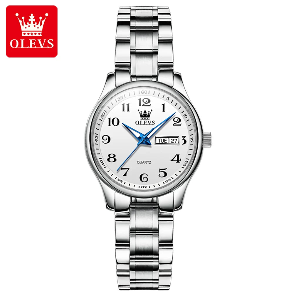 OLEVS Brand Classic Men's Quartz Watch Stainless Steel Strap Fashion Casual Women's SmartWatch Gift Date Clock 5567