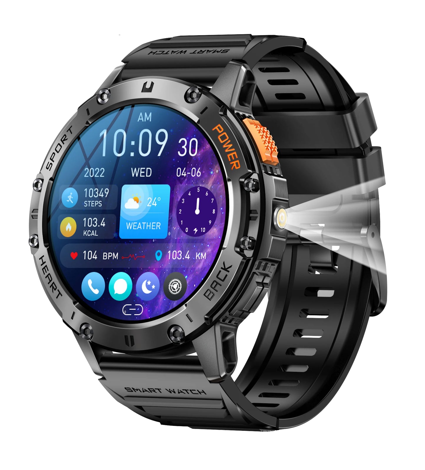 K65 Outdoor Sport BT Smart Watch Fitness Tracker Waterproof Heart Rate Monitor Amoled Screen Smartwatch