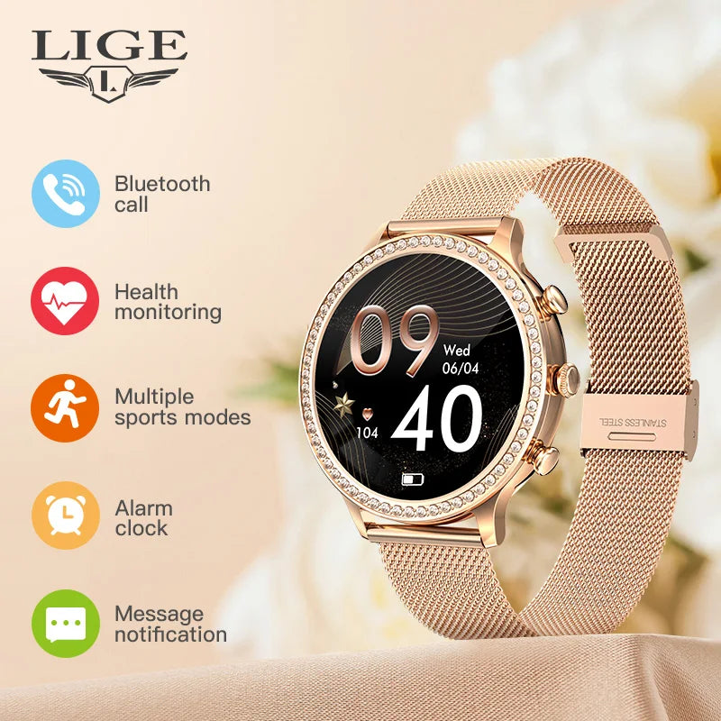 LIGE BW1837 (2 Strap) Smart Watch for Women Answer Calls Heart Rate Tracker Blood Pressure Waterproof Smartwatch Android IPhone
