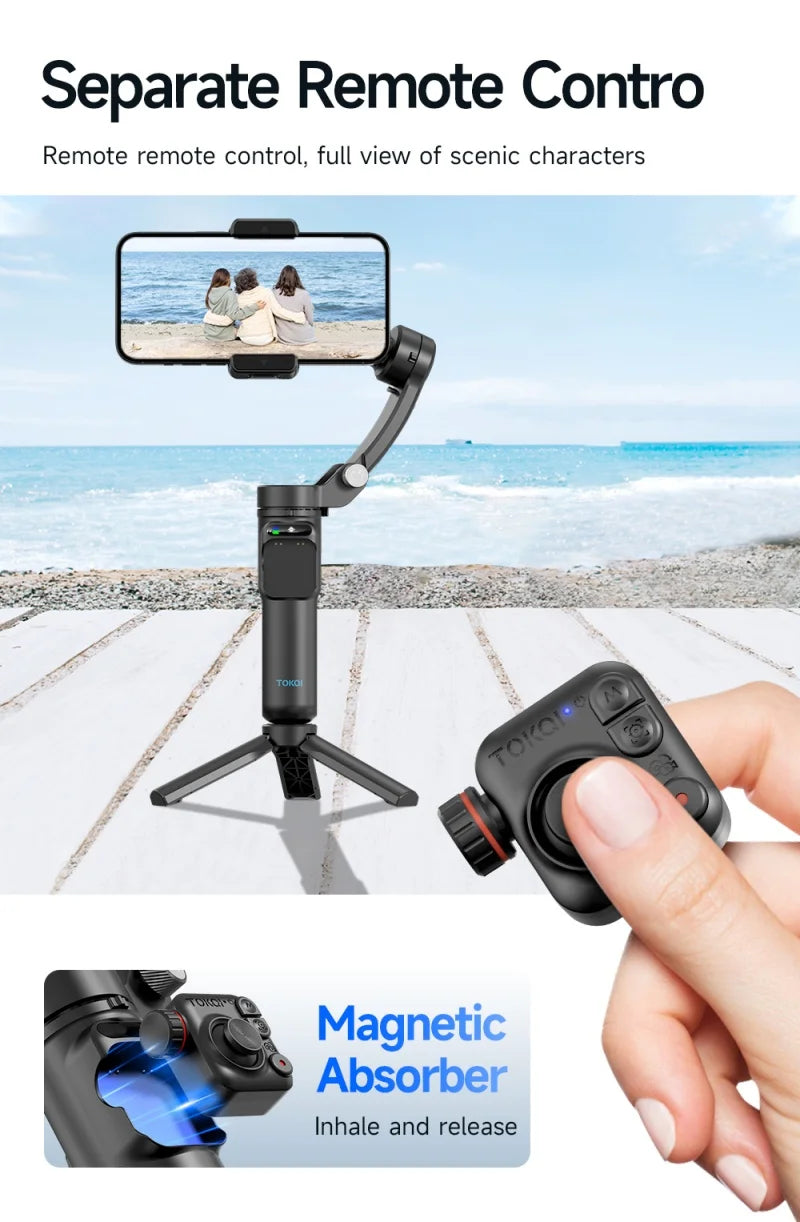 Newest M02 Portable Handheld 360 Rotation Smart AI Face Tracking Three Axis PTZ Gimbal Stabilizer for Video Vlog Live Streaming