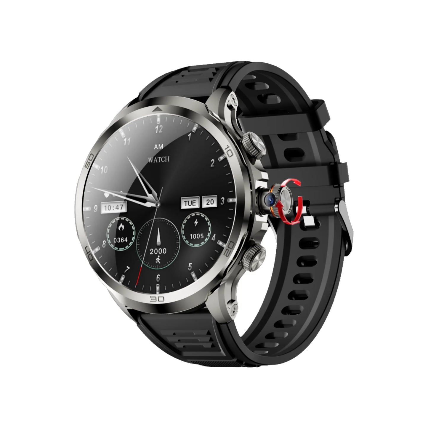 2025 NEW 4G Full Netcom H19 Smartwatch Android System 1.95 Inch Amoled Screen 190° Rotating Camera Smart Watch GPS WIFI