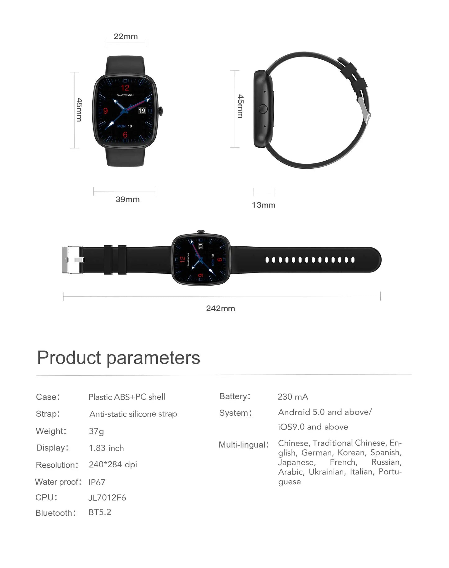 VALDUS 230mAh Magnetic Charging Sedentary Reminder Function Smart Watch Support Blood Pressure Blood Oxygen VS10 Smartwatch