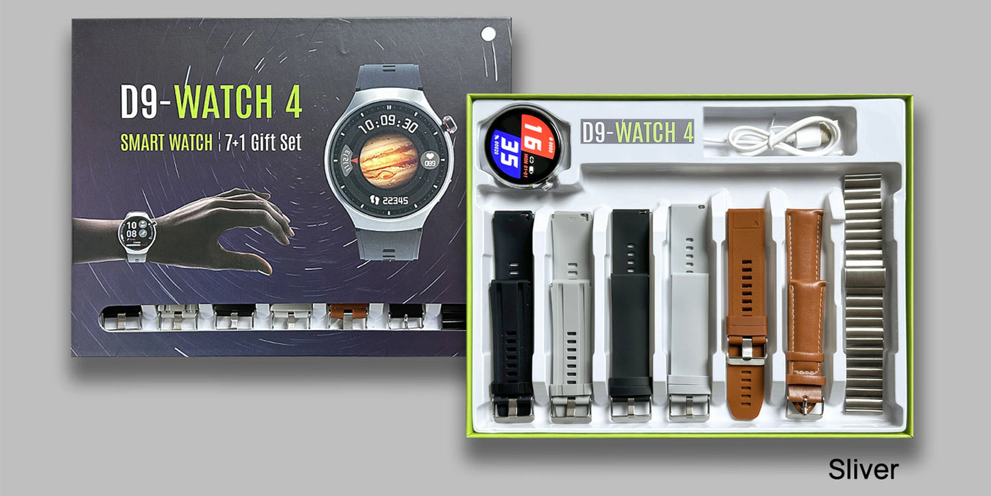 Newest 7in1 Round Smartwatch for Men Waterproof IP67 Wireless Charger Fitness Fashion Reloj D9 Watch4 Sport Suit Smart Watch