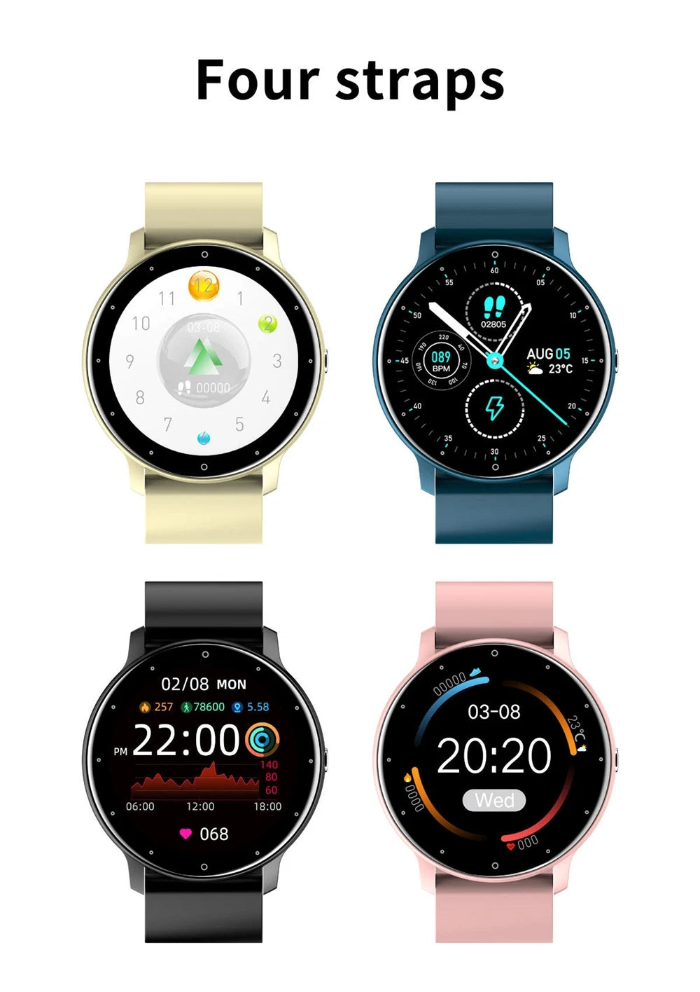 ZL02 Men Women Original Fashion Casual Smartwatch for IOS Android Message Reminder Sleep Monitor Heart Rate Mens Smart Watch