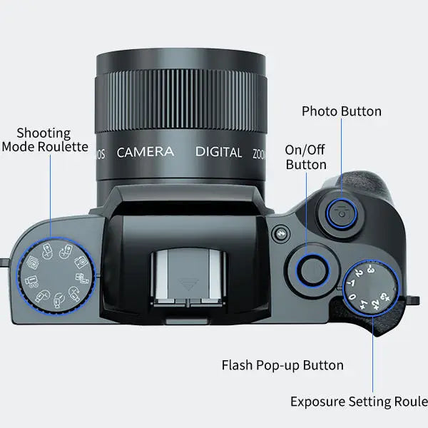 4K Touch Screen WiFi Video Camera with 16X Zoom and Stabilizer Ideal for Time-Lapse and Vlogging