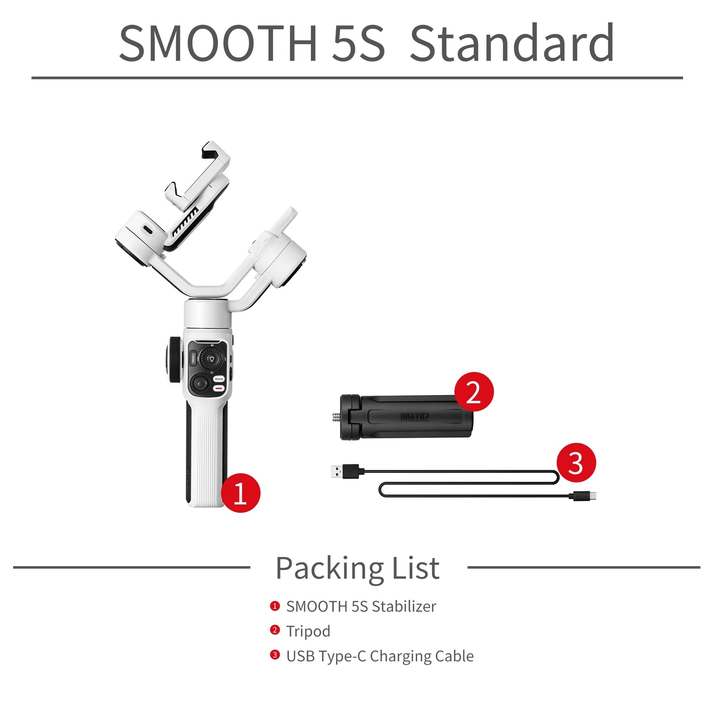 ZHIYUN Smooth 5S YouTube TikTok Vlog Handheld Stabilizer 3-Axis Outdoor Smartphone Gimbals for iPhone 15 Pro Max Xiaomi HUAWEI