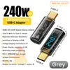 240W USB C Adapter Power Meter Tester Transparent with Wattage LED Digital Display for iPhone 17 18 Pro Max MacBook Pro