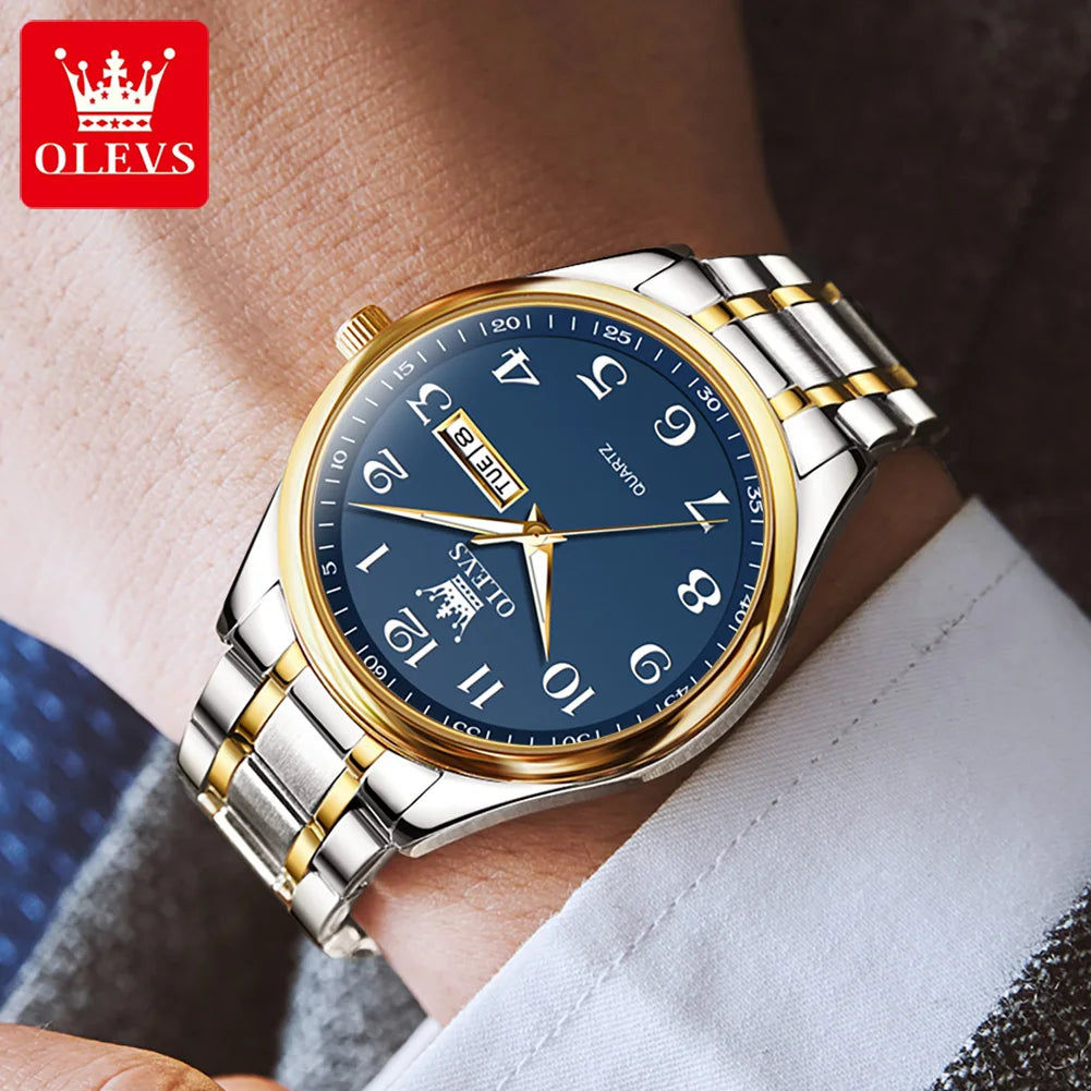 OLEVS Brand Classic Men's Quartz Watch Stainless Steel Strap Fashion Casual Women's SmartWatch Gift Date Clock 5567