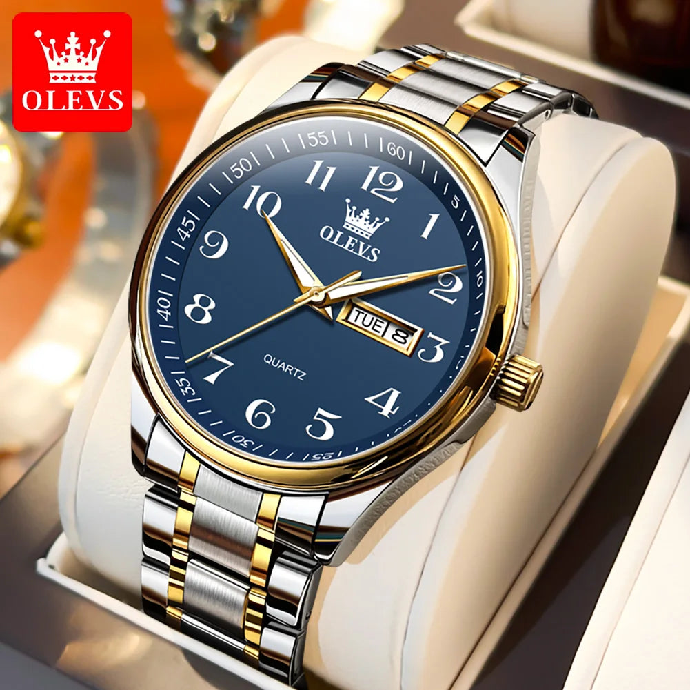 OLEVS Brand Classic Men's Quartz Watch Stainless Steel Strap Fashion Casual Women's SmartWatch Gift Date Clock 5567