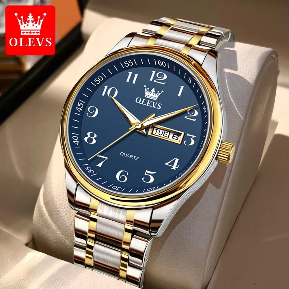 OLEVS Brand Classic Men's Quartz Watch Stainless Steel Strap Fashion Casual Women's SmartWatch Gift Date Clock 5567
