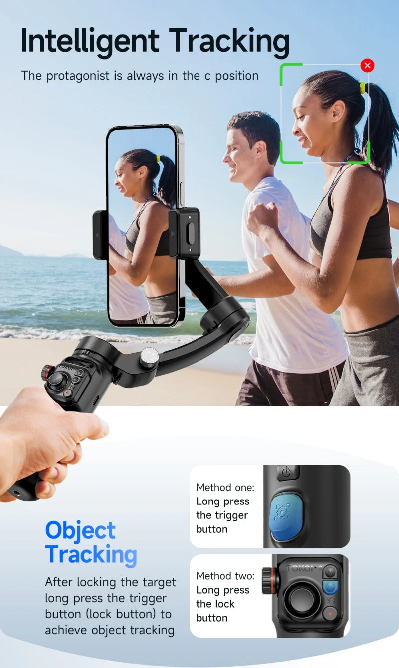 Newest M02 Portable Handheld 360 Rotation Smart AI Face Tracking Three Axis PTZ Gimbal Stabilizer for Video Vlog Live Streaming
