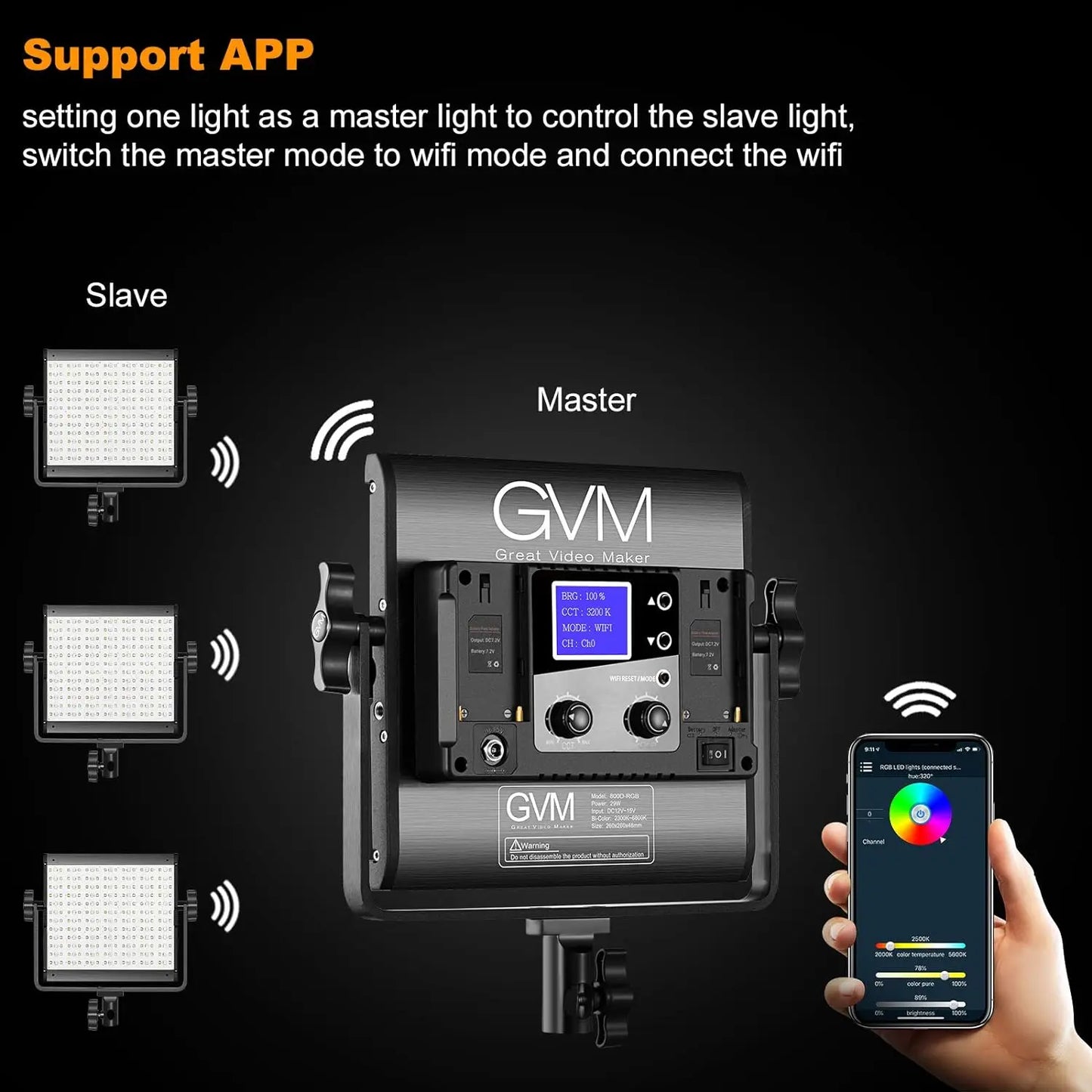 GVM 800D 2 Pieces High Quality 3200K-5600K Dimmable Studio Professional Led Photography Panel Light for Vlog Living Room Stream