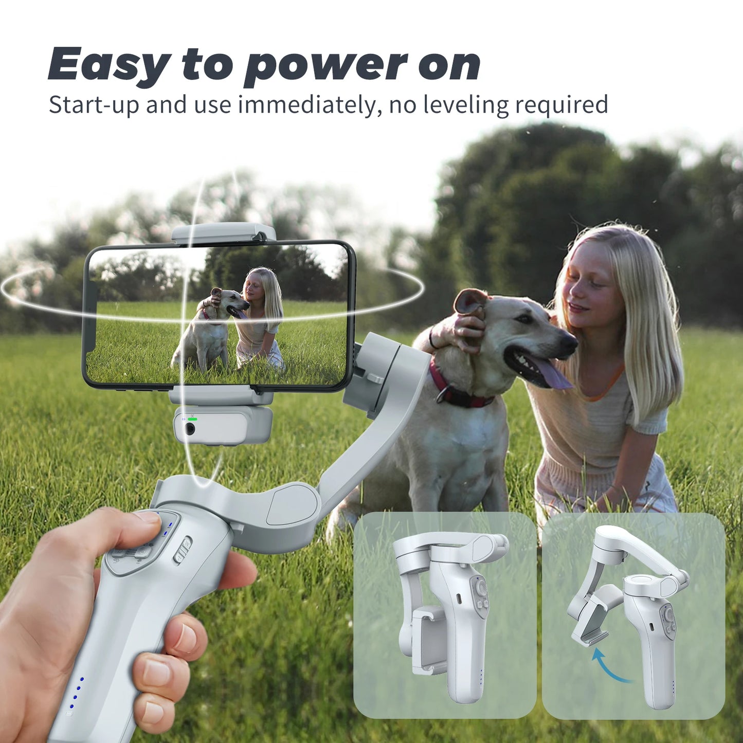 L7Cpro 360 Auto Face Tracking 3 Axis AI Gimbal Handheld Phone Holder for Mobile Phone Live Video Streaming