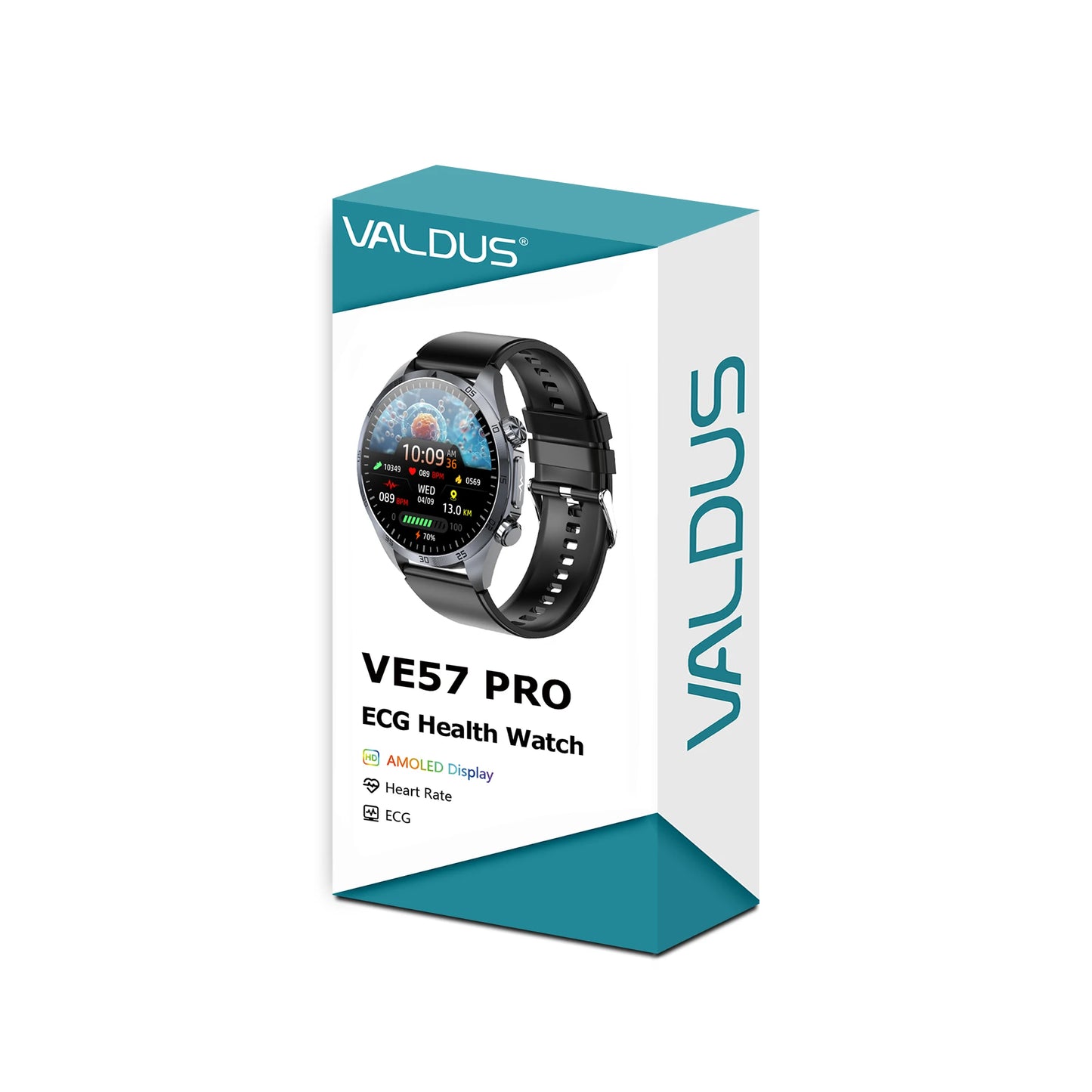 VALDUS ECG Health Smartwatch Breathing Training Precise Blood Pressure Blood Oxygen Monitoring Pulse Therapy VE57 Pro Smartwatch