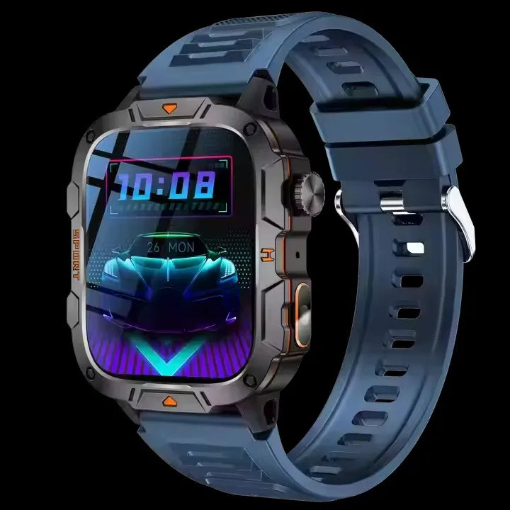 New QX12 Outdoor Sport Smart Watch with LED Flashlight 1.96" SOS Call 420mAh 100+ Sport Modes BO BP Sleep Tracker Smartwatch