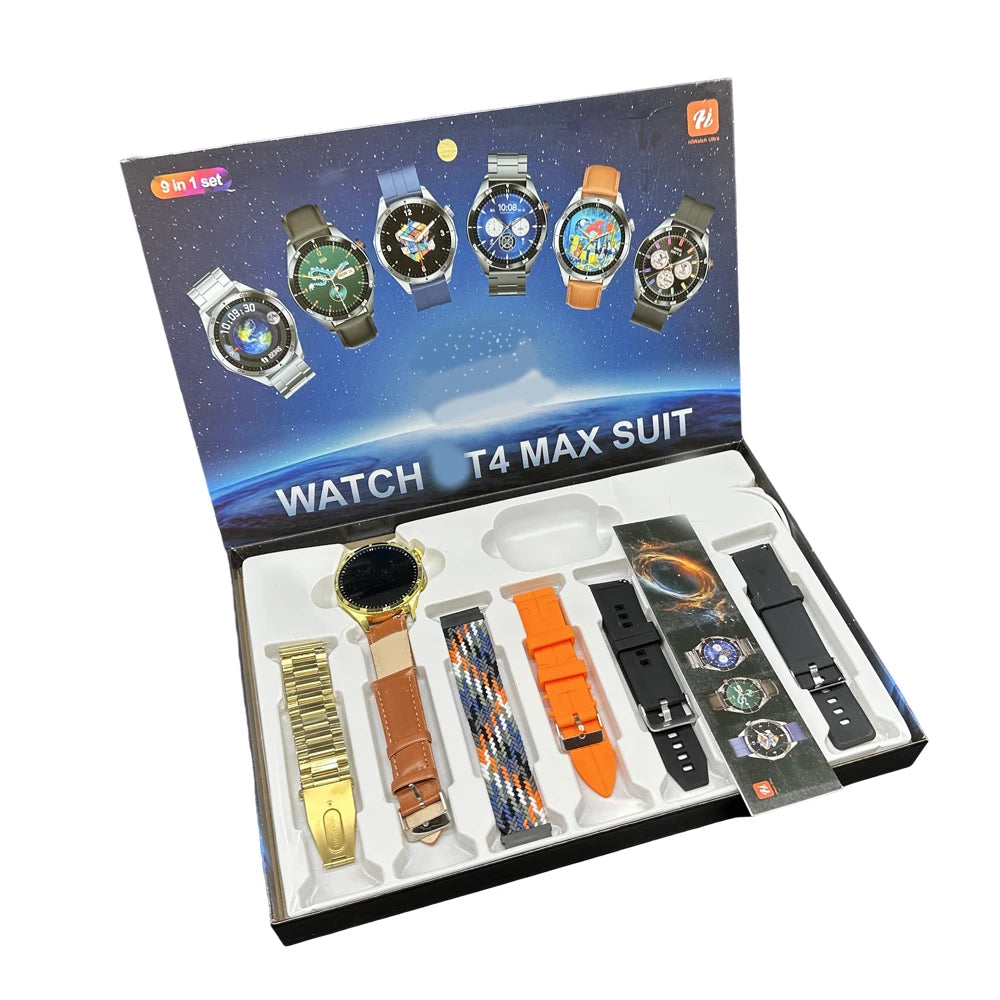 2026 New Arrivals Watch4 Max Suit 9 in 1 Set Smart Watch 7+4 Watch 4 Pro Suit Smartwatch