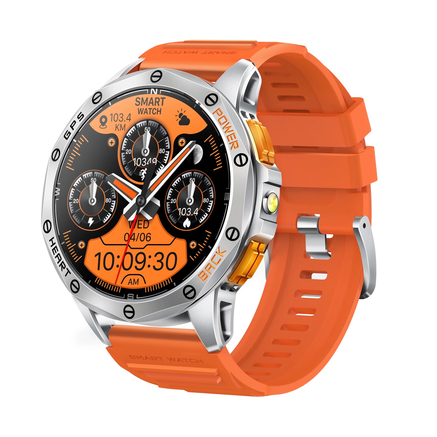2025 GPS Sports SmartWatch with LED Flashlight 1.43" Amoled Screen IP68 Waterproof Compass Altimeter Men Outdoor Smart Watch K67