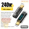 240W USB C Adapter Power Meter Tester Transparent with Wattage LED Digital Display for iPhone 17 18 Pro Max MacBook Pro