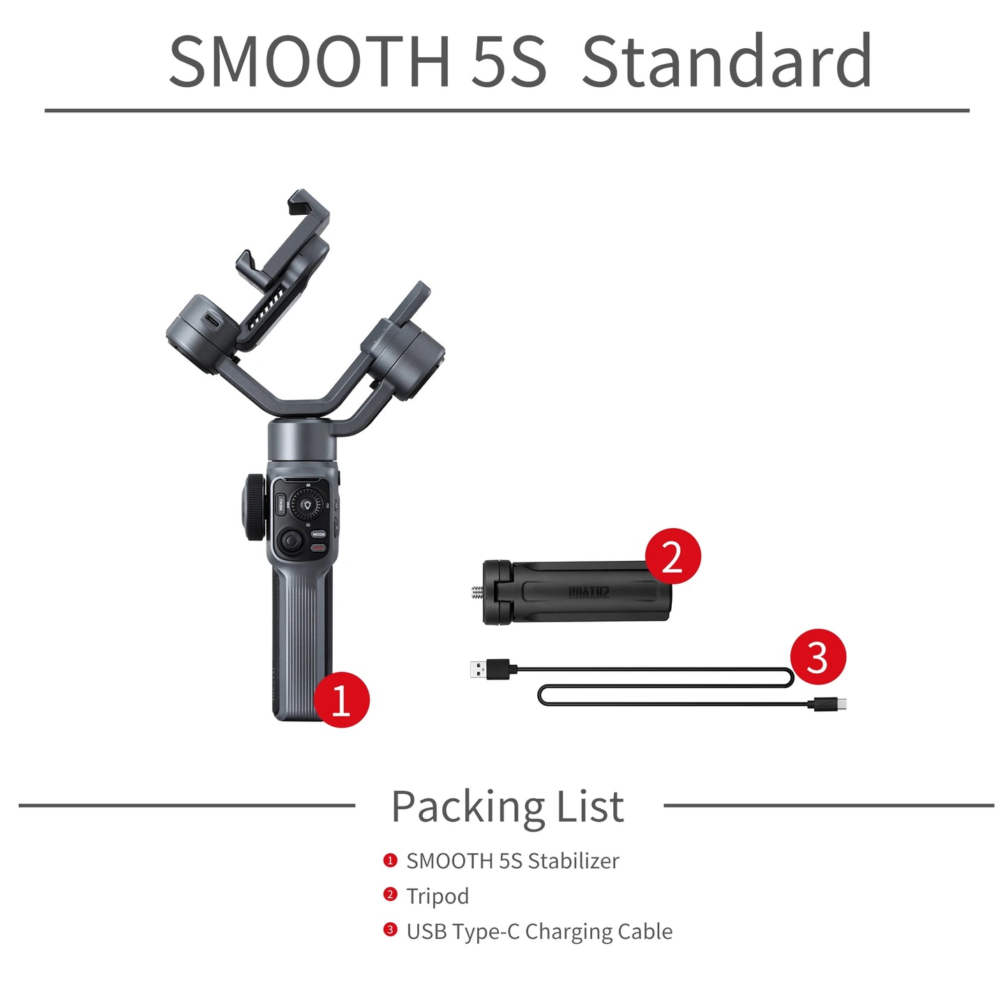 ZHIYUN Smooth 5S YouTube TikTok Vlog Handheld Stabilizer 3-Axis Outdoor Smartphone Gimbals for iPhone 15 Pro Max Xiaomi HUAWEI