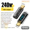 240W USB C Adapter Power Meter Tester Transparent with Wattage LED Digital Display for iPhone 17 18 Pro Max MacBook Pro