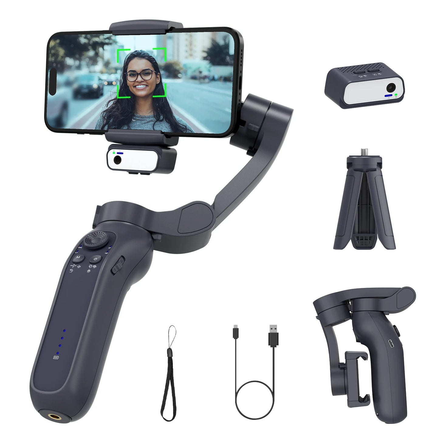 L7Bpro Plus Original 360 Auto Face Tracking Gimbal Stabilizer Portable 3- Foldable Handheld with Roll Brushless Motor  Tripd