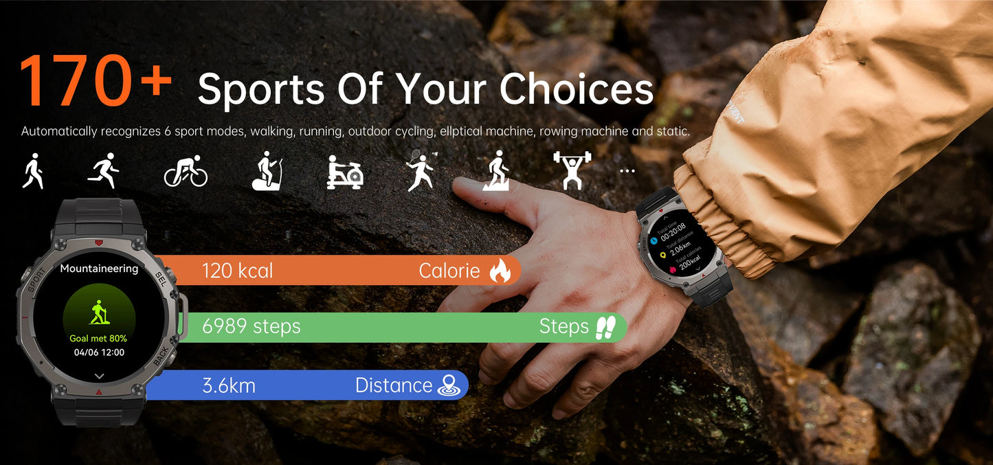 5ATM Swimming Waterproof  2024 Smart Watch GPS Sports Watch DM58 Drop Resistant AMOLED Rugged  Android Smartwatch for Men Sports