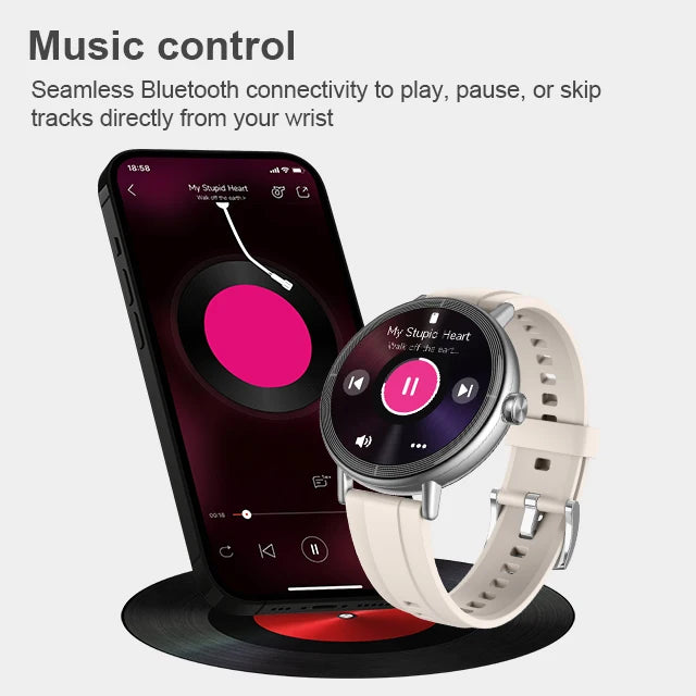 AI Voice Touch Screen Smartwatch 290mAh Battery IP68 Waterproof BT Call Answering Menstrual Reminder Fashionable Silicone